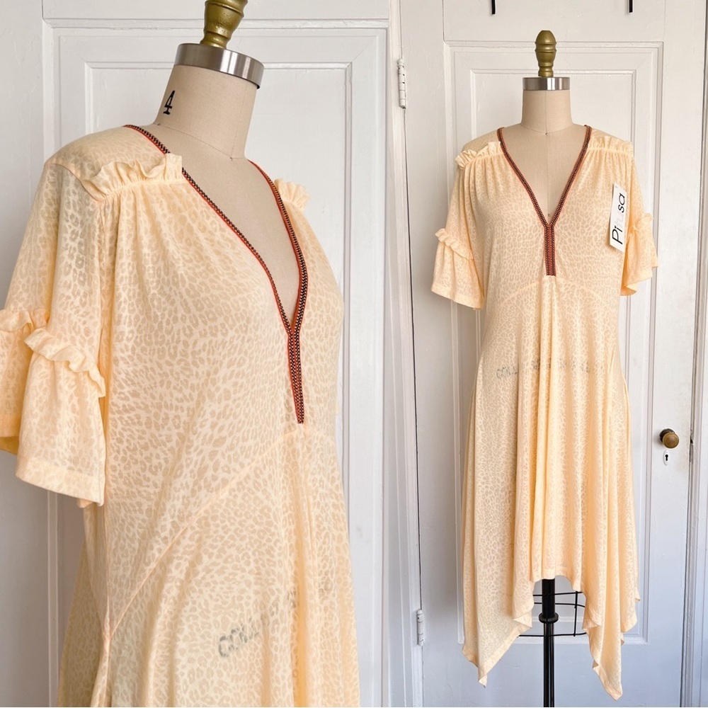 pitusa • Inca midi dress beach coverup sheer orange cheetah pattern resort